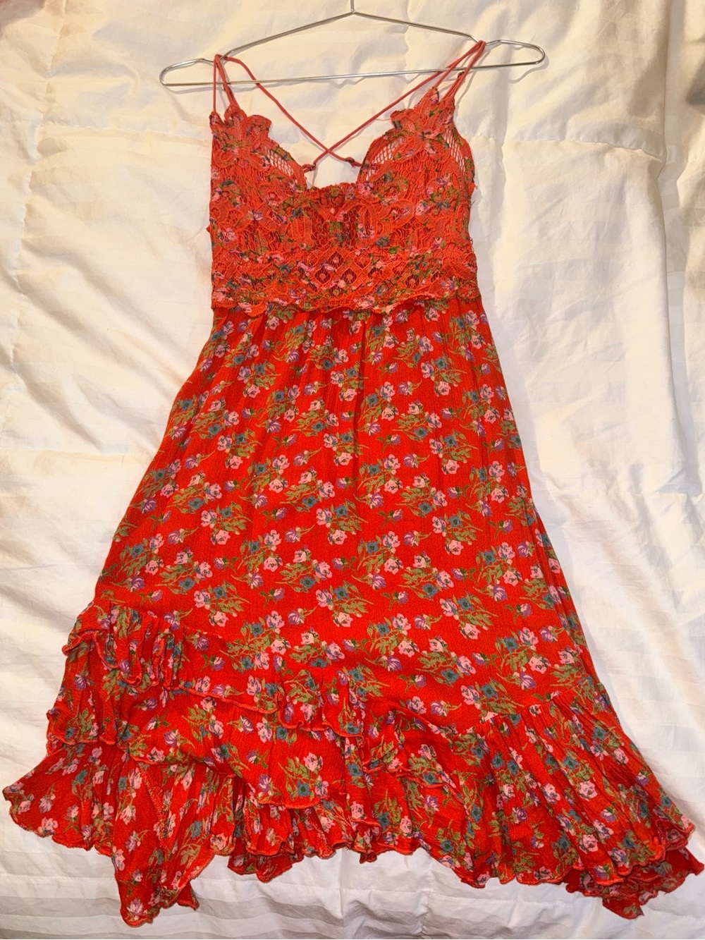 Free People Adella Slip Dress Red Floral